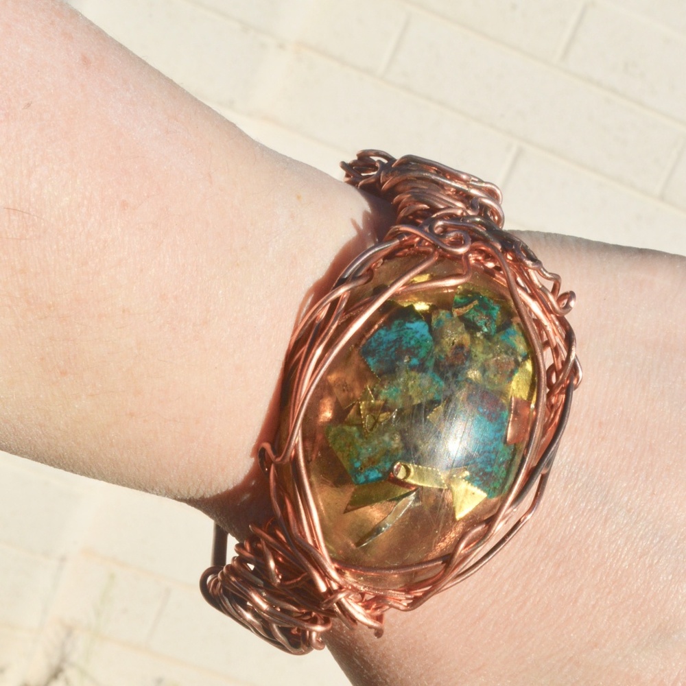 Eilat Stone Brass Copper Herkimer Diamond Bracelet - Picture 6 of 8
